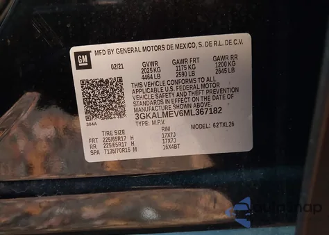 2021 GMC Terrain Fwd Sle из США, поврежденный, VIN 3GKALMEV6ML367182